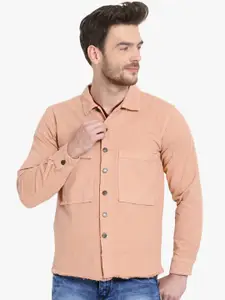 Kotty Men Peach-Coloured Solid Tailored Jacket
