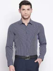 RICHARD PARKER by Pantaloons Men Blue & White Slim Fit Checked Formal Shirt