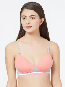 Soie Pink Solid Non-Wired Lightly Padded T-shirt Bra
