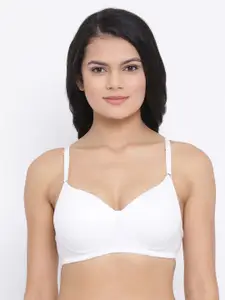 Clovia White Solid Non-Wired Lightly Padded T-shirt Bra BR1279P1832B