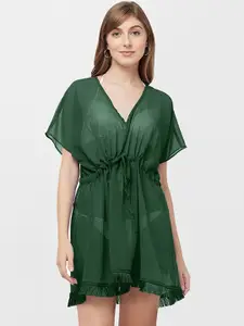 MIRCHI FASHION Women Green Solid Kaftan Cover-Up Dress