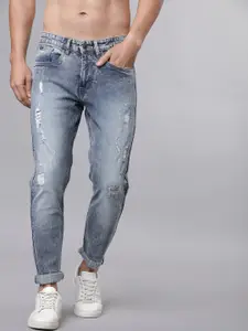 HIGHLANDER Men Blue Tapered Fit Mid-Rise Mildly Distressed Stretchable Jeans