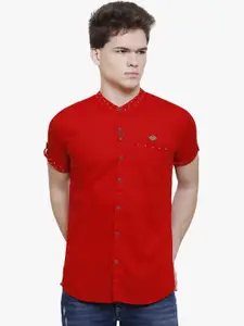 Kuons Avenue Men Red Smart Slim Fit Solid Casual Shirt