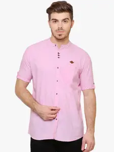 Kuons Avenue Men Pink Smart Slim Fit Solid Casual Shirt