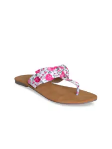 PANAHI Women Pink Printed Open Toe Flats