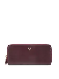 Hidesign Women Burgundy Solid Leather Zip Around Wallet