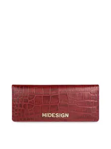 Hidesign Women Red Crocodile Skin Textured Leather Two Fold Wallet