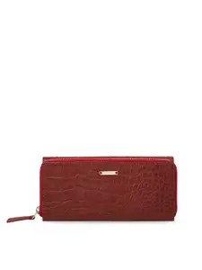 Hidesign Women Red Textured Leather Three Fold Wallet