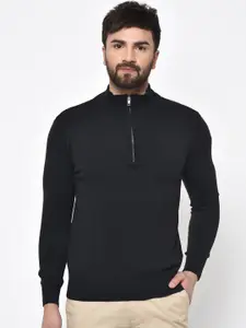 ARMISTO Men Black Solid Half Zipper Sweater