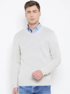 Duke Men Off-White Solid Pullover Sweater