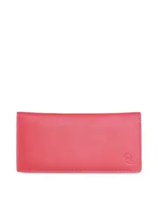 Kara Women Coral Red Leather Solid Two Fold Wallet