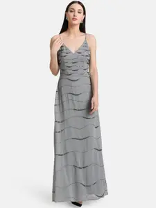 Kazo Women Grey Embellished Maxi Dress