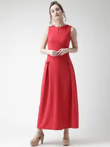 KASSUALLY Women Red Solid Maxi Dress