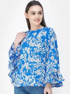 Cation Women Blue Printed A-Line Top