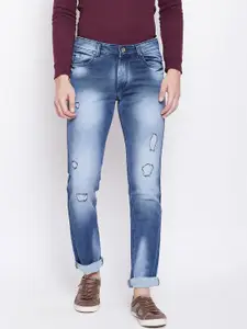 Duke Men Blue Regular Fit Mid-Rise Mildly Distressed Stretchable Jeans