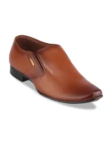 Red Chief Men Tan Brown Solid Leather Formal Slip-Ons