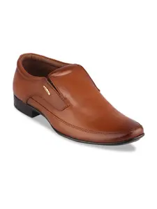 Red Chief Men Tan Brown Solid Leather Formal Slip-Ons