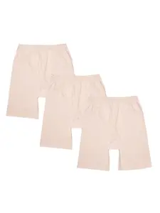 Luke & Lilly Girls Beige Solid Regular Fit Cycling Shorts