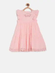 MINI KLUB Infant Peach-Coloured Striped A-Line Dress