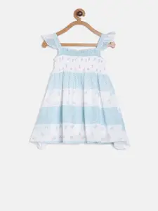 MINI KLUB Infant Blue & White Printed A-Line Dress