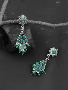 Silvermerc Designs Silver-Plated & Green Classic Drop Earrings
