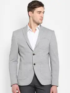 Aditi Wasan Men Grey Solid Single-Breasted Casual Pure Cotton Blazer