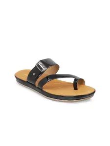 Metro Women Black Solid Open Toe Flats