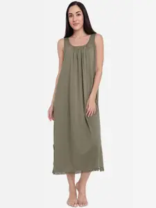Red Rose Olive Green Solid Nightdress