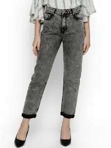 Kotty Women Grey Boyfriend Fit High-Rise Clean Look Jeans