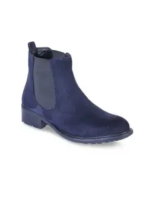 Bruno Manetti Women Blue Suede Flat Boots