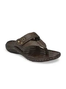SHENCES Men Coffee Brown Solid Sandals