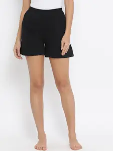 Clovia Women Black Solid Lounge Shorts