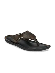 SHENCES Men Coffee Brown Solid Sandals