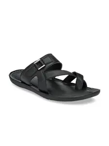 SHENCES Men Black Solid Sandals