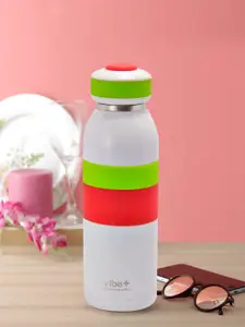 Vibe Plus Unisex White & Red Colourblocked Double Wall Stainless Steel Water Bottle 450 ml