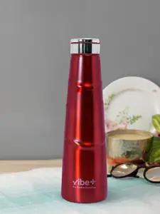 Vibe Plus Unisex Red & Silver-Toned Solid Double Wall Stainless Steel Water Bottle 500 ml