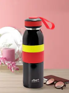 Vibe Plus Unisex Black & Red Colourblocked Double Wall Stainless Steel Water Bottle 450 ml