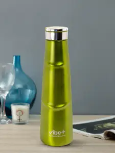 Vibe Plus Unisex Green & Steel-Toned Double Wall Stainless Steel Water Bottle 500 ml