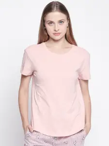 Dreamz by Pantaloons Women Pink Solid Lounge T-Shirt