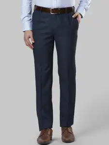 Raymond Men Blue Slim Fit Solid Formal Trousers