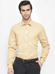 cape canary Men Yellow Regular Fit Solid Formal Shirt