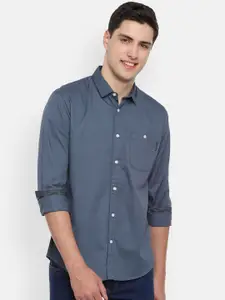 Louis Philippe Jeans Men Blue Slim Fit Solid Casual Shirt