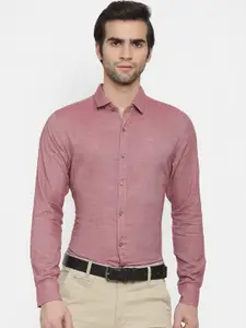 cape canary Men Pink Regular Fit Solid Formal Shirt