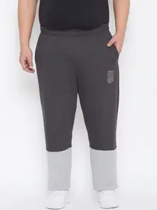 bigbanana Plus Size Men Grey Colourblocked Straight-Fit Antimicrobial Track Pants