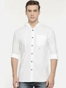 ROLLER FASHIONS Men White New Slim Fit Solid Casual Shirt