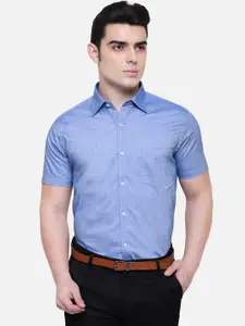 Southbay Men Blue Smart Tailored Fit Self Design Formal Shirt