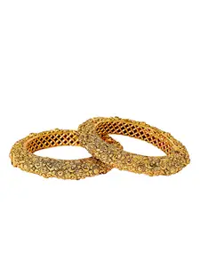 AccessHer Set of 2 14K Gold-Plated Handcrafted Rajasthani Traditional Bangles