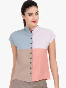 GRASS by Gitika Goyal Women Multicoloured Regular Fit Colourblocked Casual Shirt