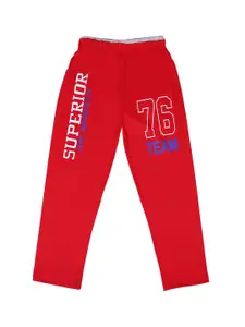 SWEET ANGEL Boys Red Solid Straight-Fit Track Pants