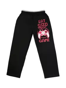 SWEET ANGEL Boys Black Solid Straight-Fit Track Pants